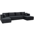 Modulinė U formos sofa su 2 šezlongais, tamsiai pilka