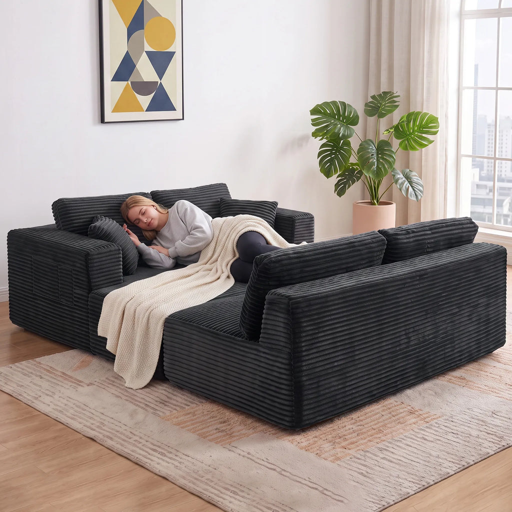 Modulinė U formos sofa su 2 šezlongais, tamsiai pilka