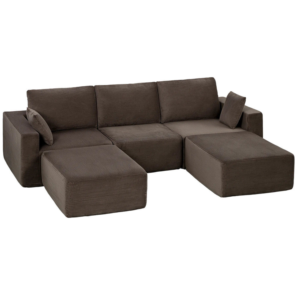 Modulinis U formos minkštas kampas, 287 cm, chaki