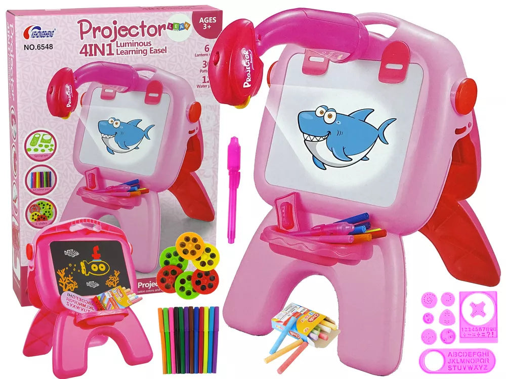 Mokomasis projektorius su piešimo lenta, 4-in-1, su priedais, 44 × 31 × 8 cm