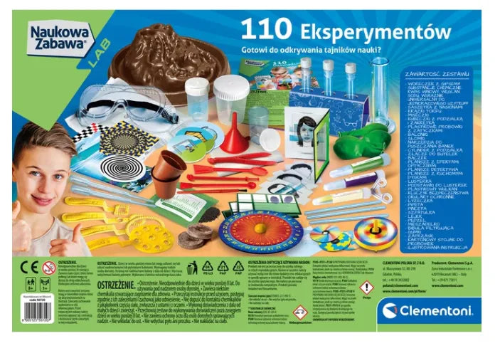 Mokslinių eksperimentų rinkinys „Clementoni“, 110 eksperimentų, lenkų kalba, 50720