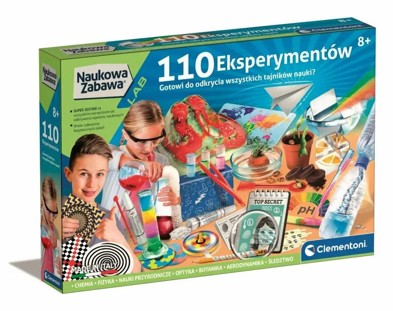 Mokslinių eksperimentų rinkinys „Clementoni“, 110 eksperimentų, lenkų kalba, 50720