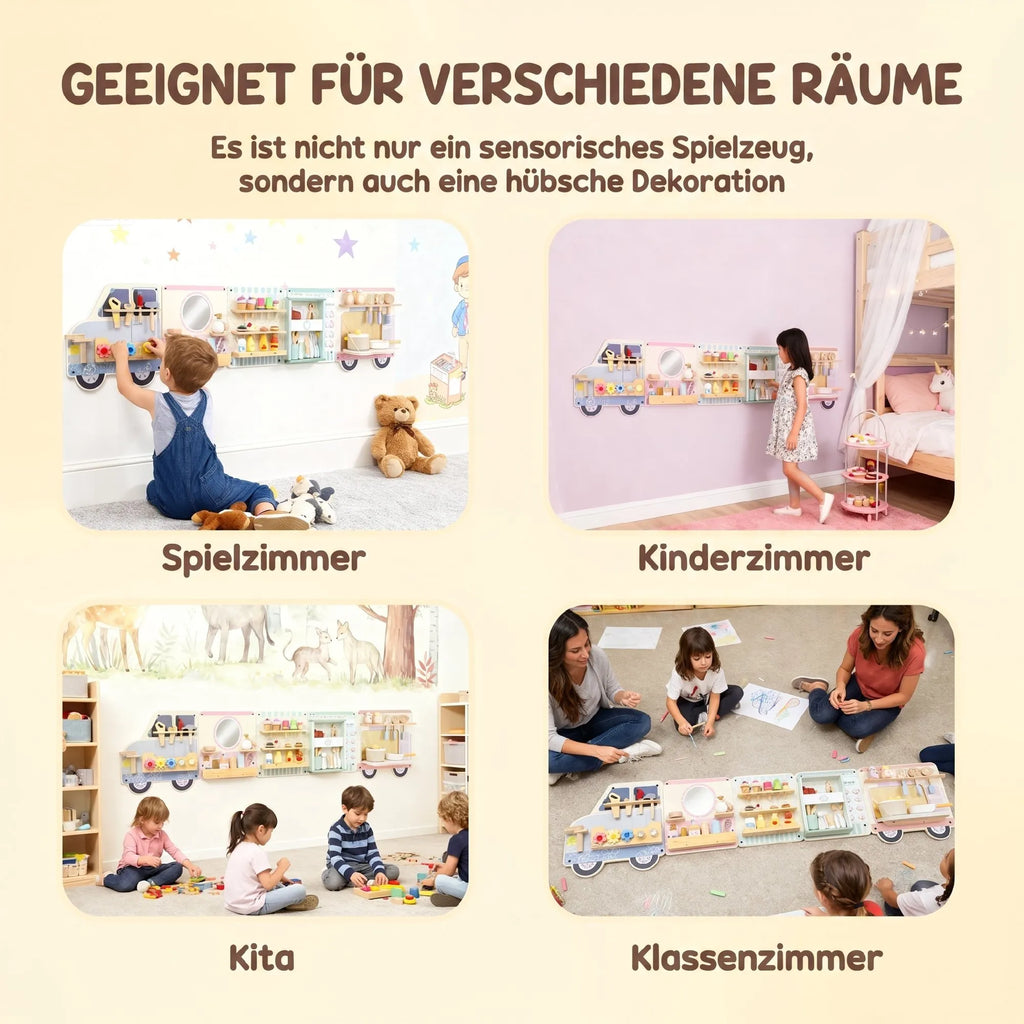 Montessori sunkvežimio formos veiklos lenta su 5 žaidimų zonomis, vaikams nuo 3 metų, daugiaspalvė