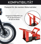 Motociklo stovas priekiniam 80–155 mm ratui, reguliuojamas, iki 450 kg