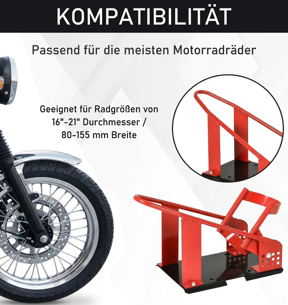 Motociklo stovas priekiniam 80–155 mm ratui, reguliuojamas, iki 450 kg