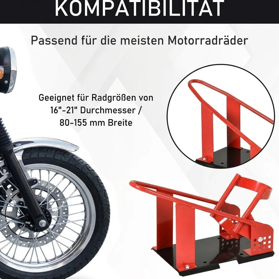 Motociklo stovas priekiniam 80–155 mm ratui, reguliuojamas, iki 450 kg