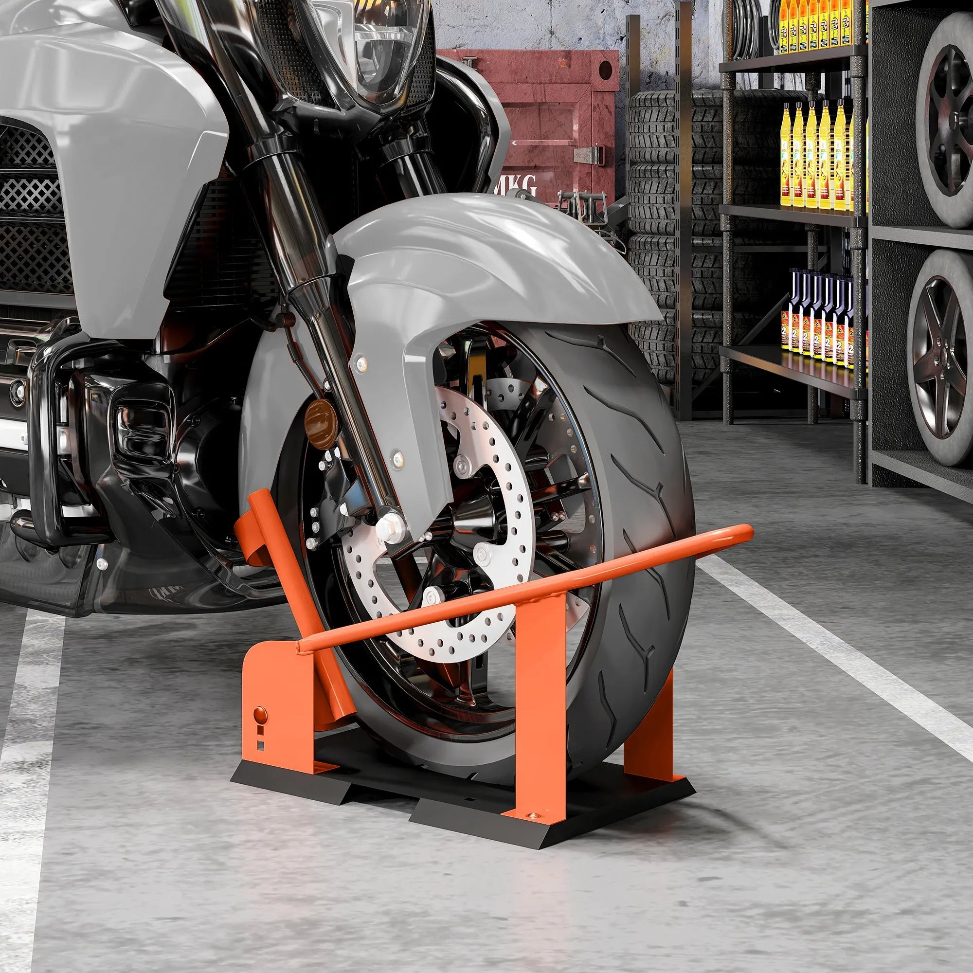 Motociklo stovas priekiniam ratui 15-21", reguliuojama motociklo atrama iki 816,5 kg,