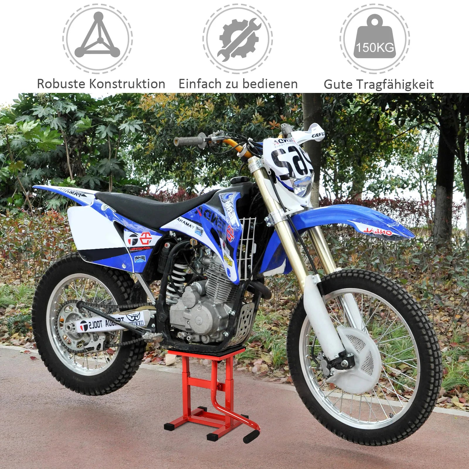 Motociklų keltuvas 150 kg apkrova Motociklų keltuvas 275/395 mm aukščio reguliavimas garaže ir lauke