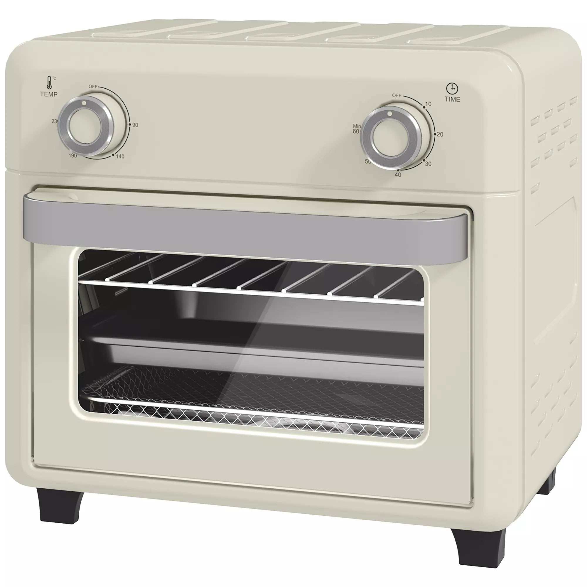 10 l karšto oro orkaitė kepimui, kepimui ir gruzdinimui, laikmatis, 1000 W, galima plauti indaplovėje, kreminė balta spalva