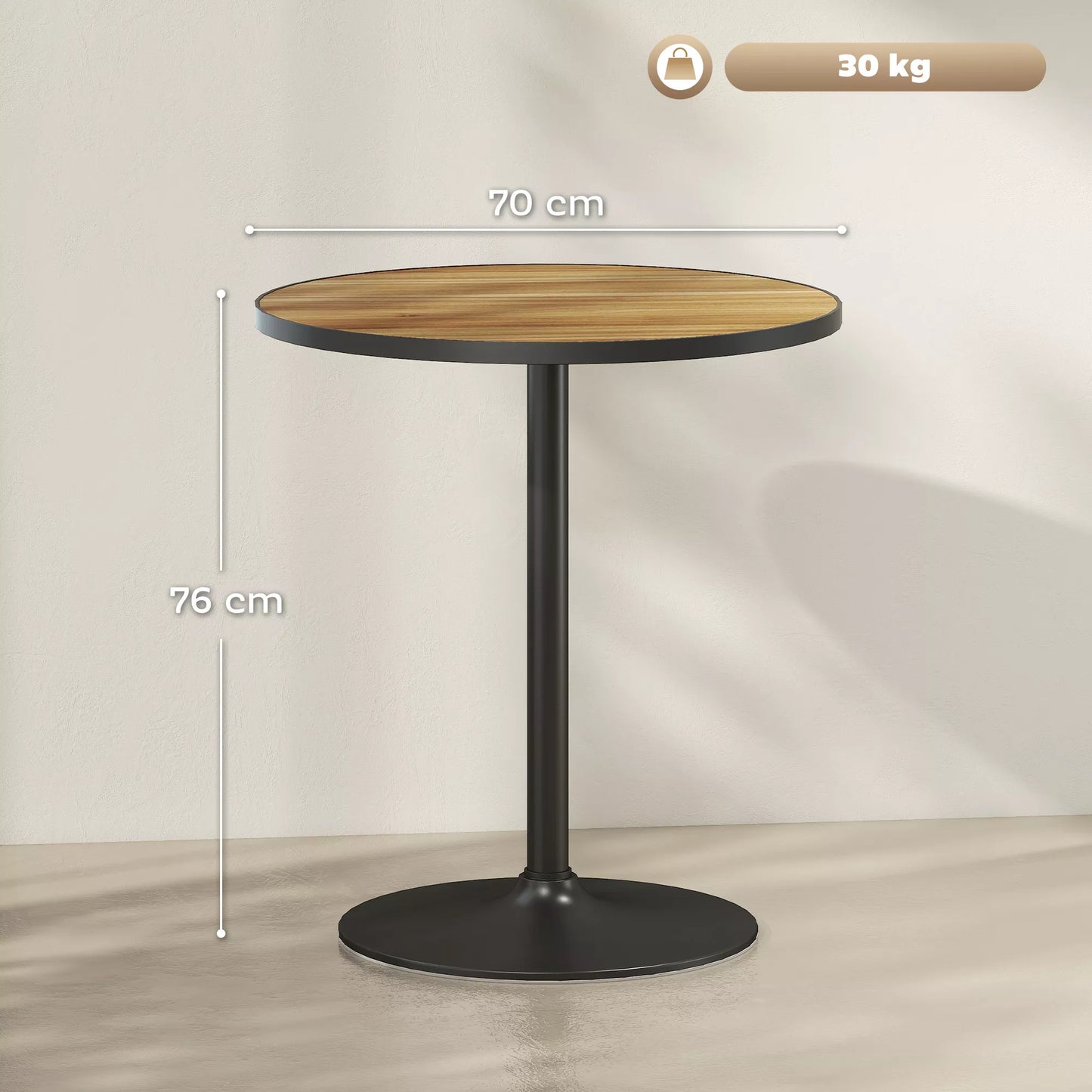 Apvalus valgomasis stalas, ąžuolo išvaizdos, kompaktiškas dizainas, 2-4 žmonėms, ąžuolas