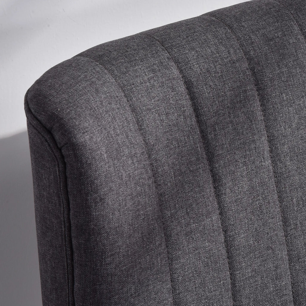 Dvivietė sofa, minkšta kušetė su lengvai prižiūrimu audiniu, tekstilė ir medis, 117x56,5x77 cm, tamsiai pilka