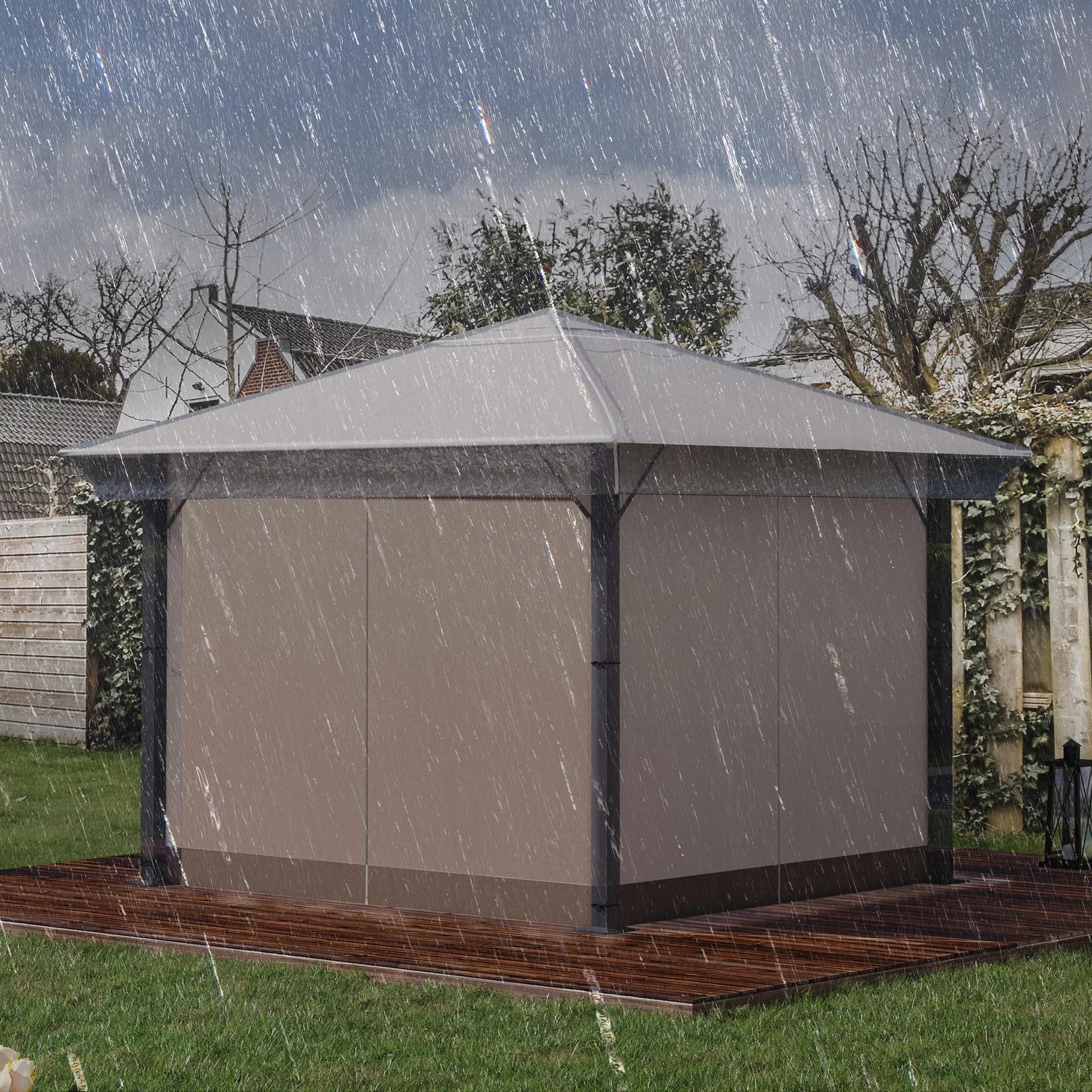 Pavilion lietaus dangtis, sodo paviljono apsauga, atspari vėjui, atspari vandeniui, plastikinė brezentinė danga, 300L x 300B x 80H cm