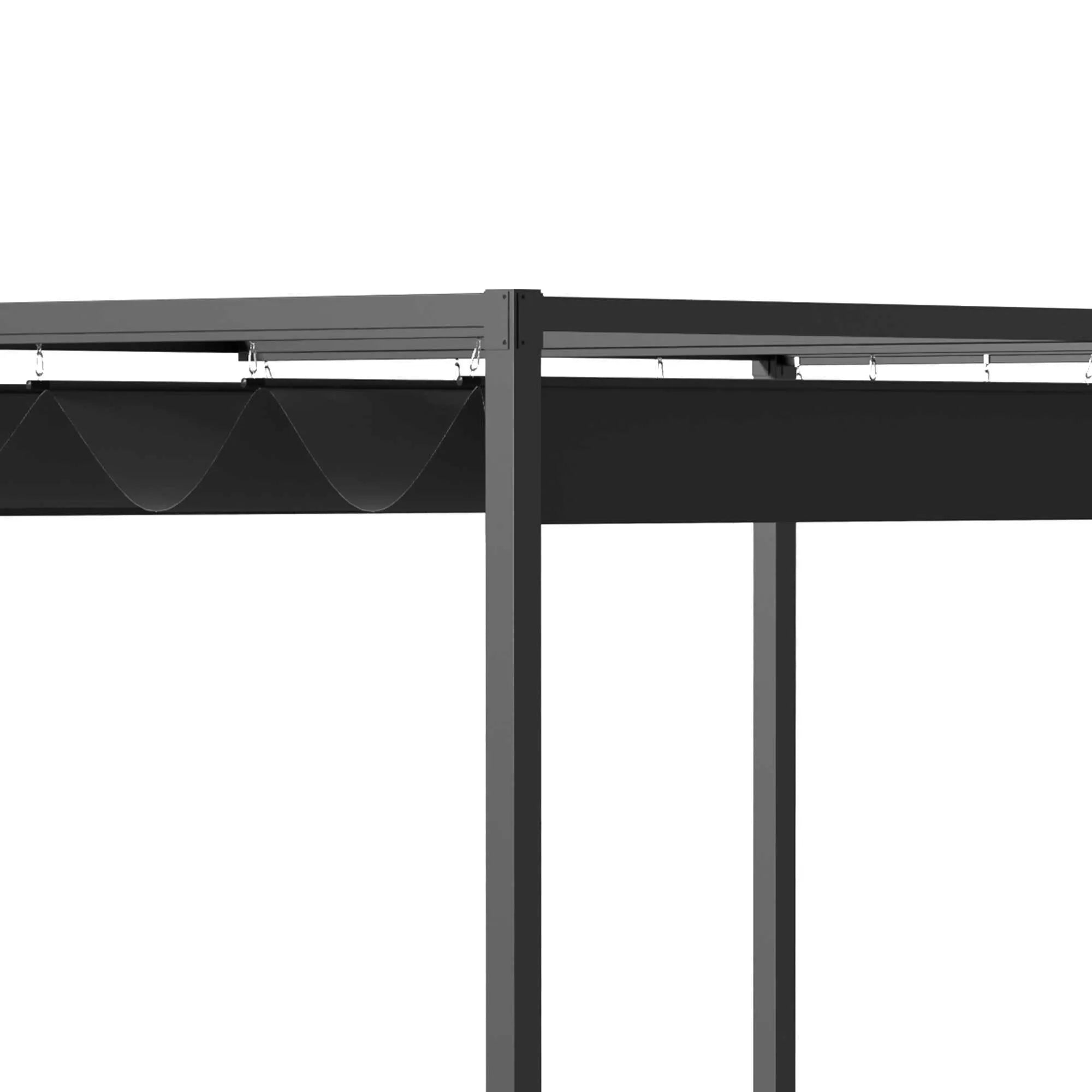 Pergola, apie 3x2 m, sodo pavėsinė, terasos stogas, metalinė, atskira sodo pavėsinė su reguliuojamu stogu, UV apsauga, saulės apsauga terasai ir sodui, juoda + pilka