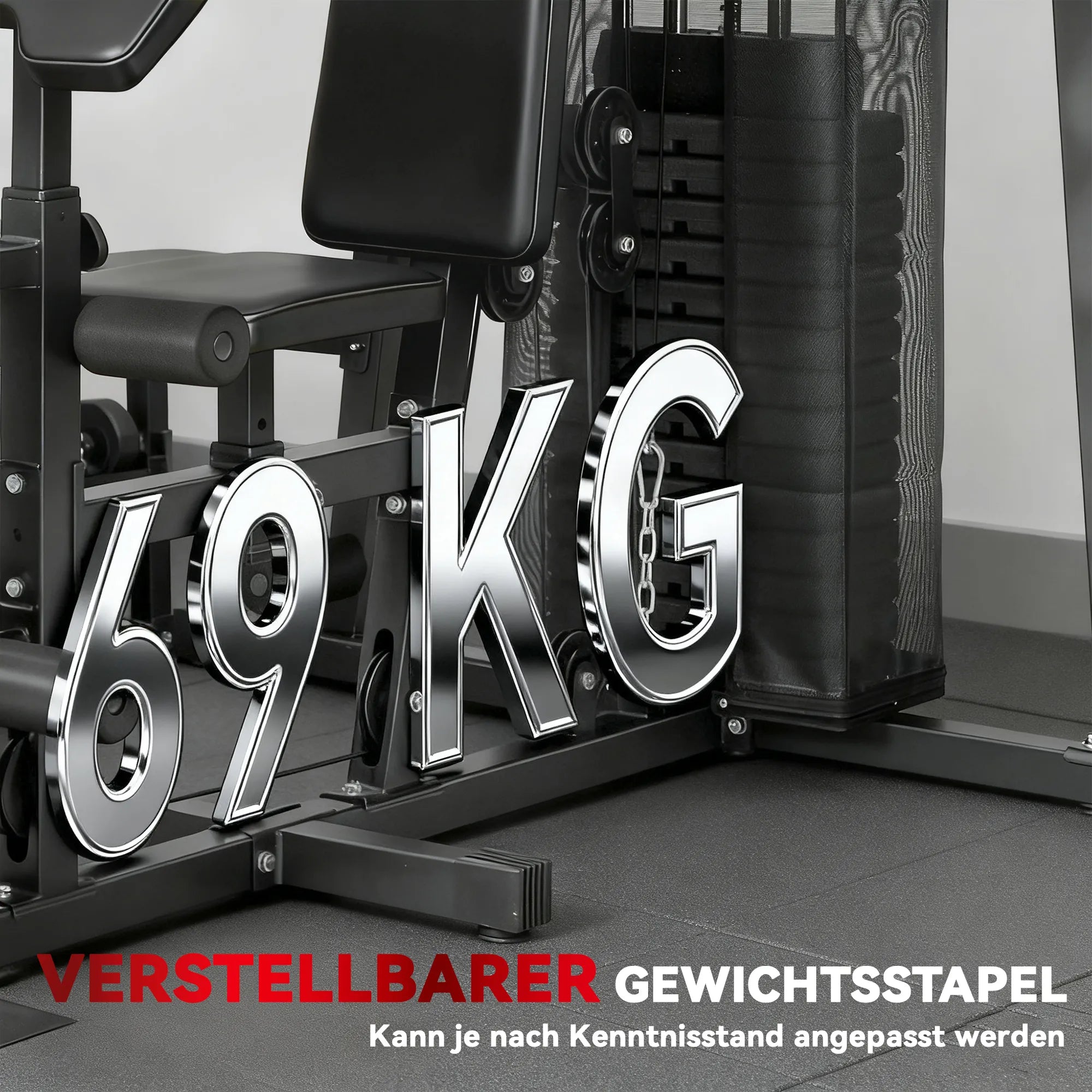 Multifunkcinė jėgos stotis, treniruoklis su svoriais iki 120 kg, juoda