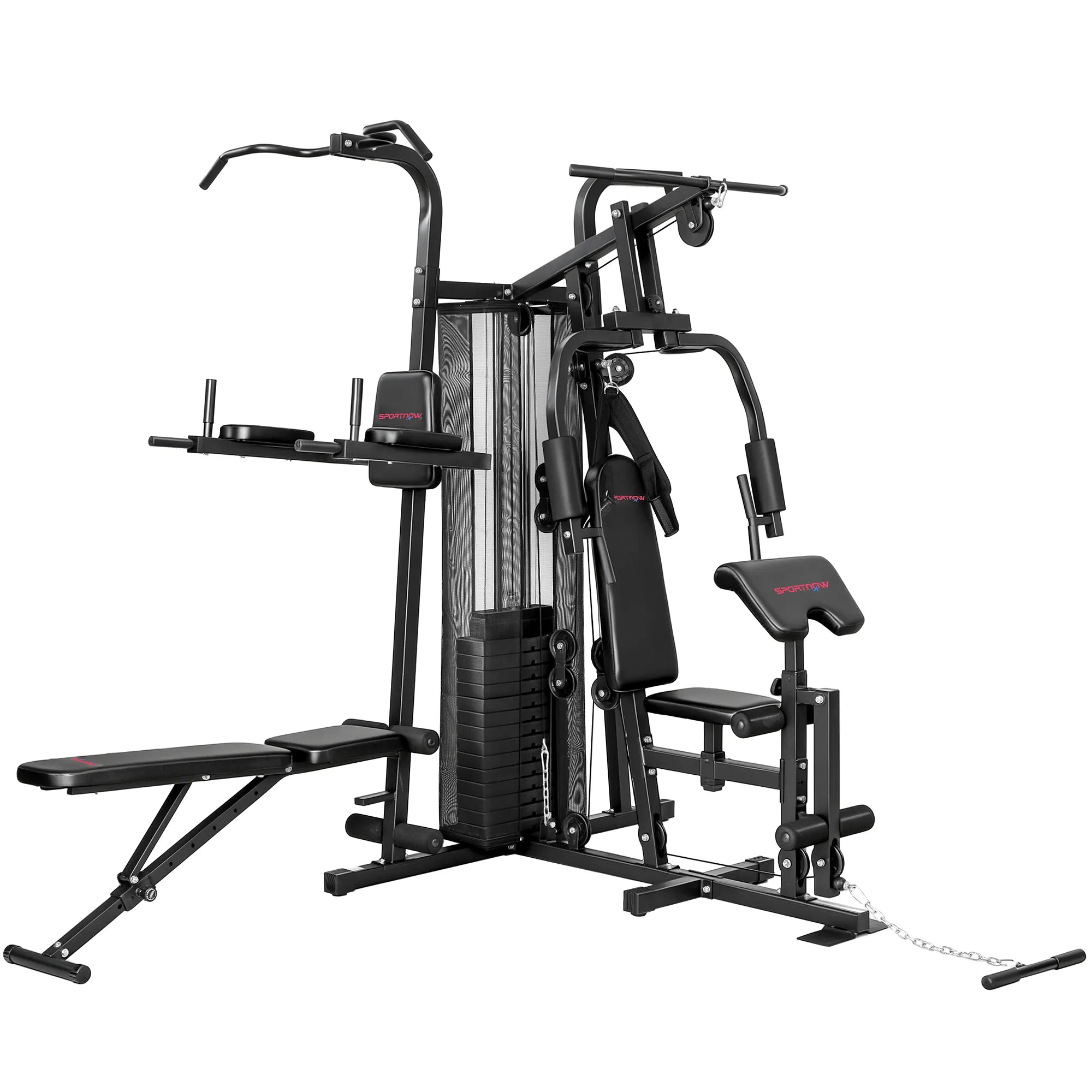 Multifunkcinė jėgos stotis, treniruoklis su svoriais iki 120 kg, juoda