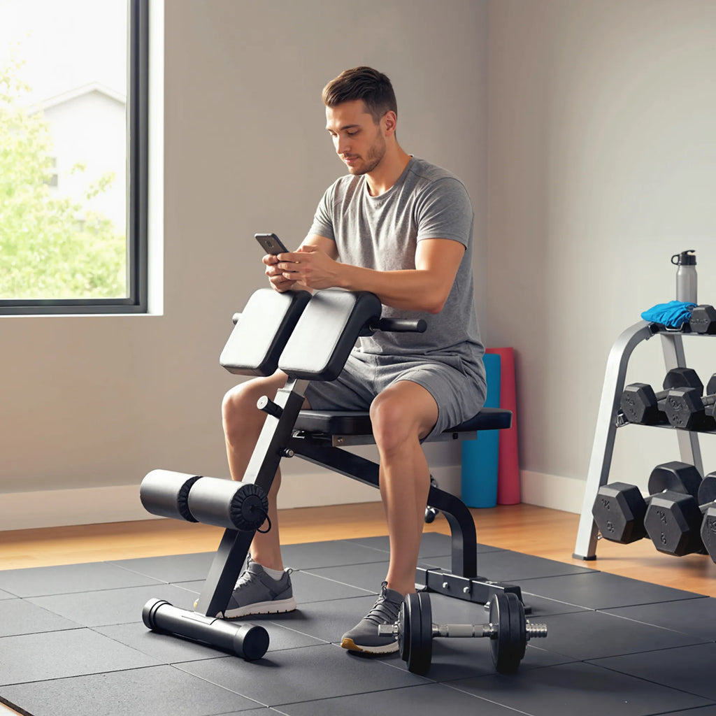 Multifunkcinis treniruočių suolelis, reguliuojamas, iki 150 kg, juodas