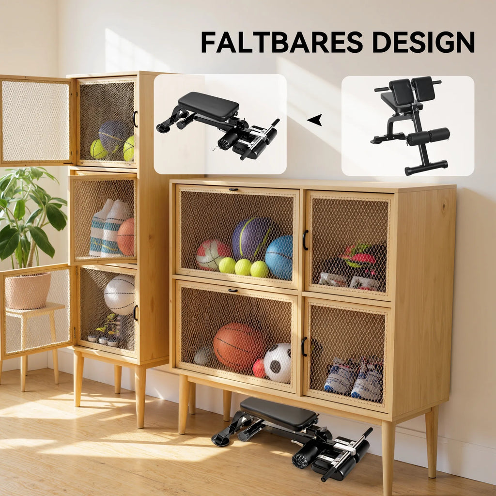 Multifunkcinis treniruočių suolelis, reguliuojamas, iki 150 kg, juodas