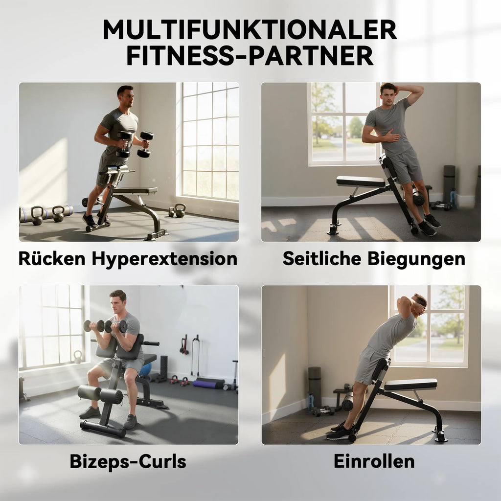 Multifunkcinis treniruočių suolelis, reguliuojamas, iki 150 kg, juodas