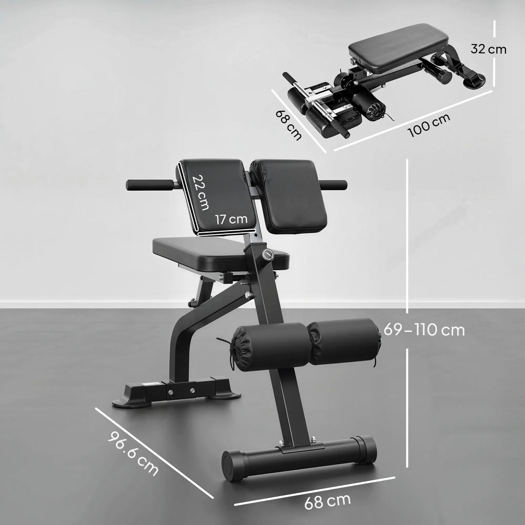 Multifunkcinis treniruočių suolelis, reguliuojamas, iki 150 kg, juodas