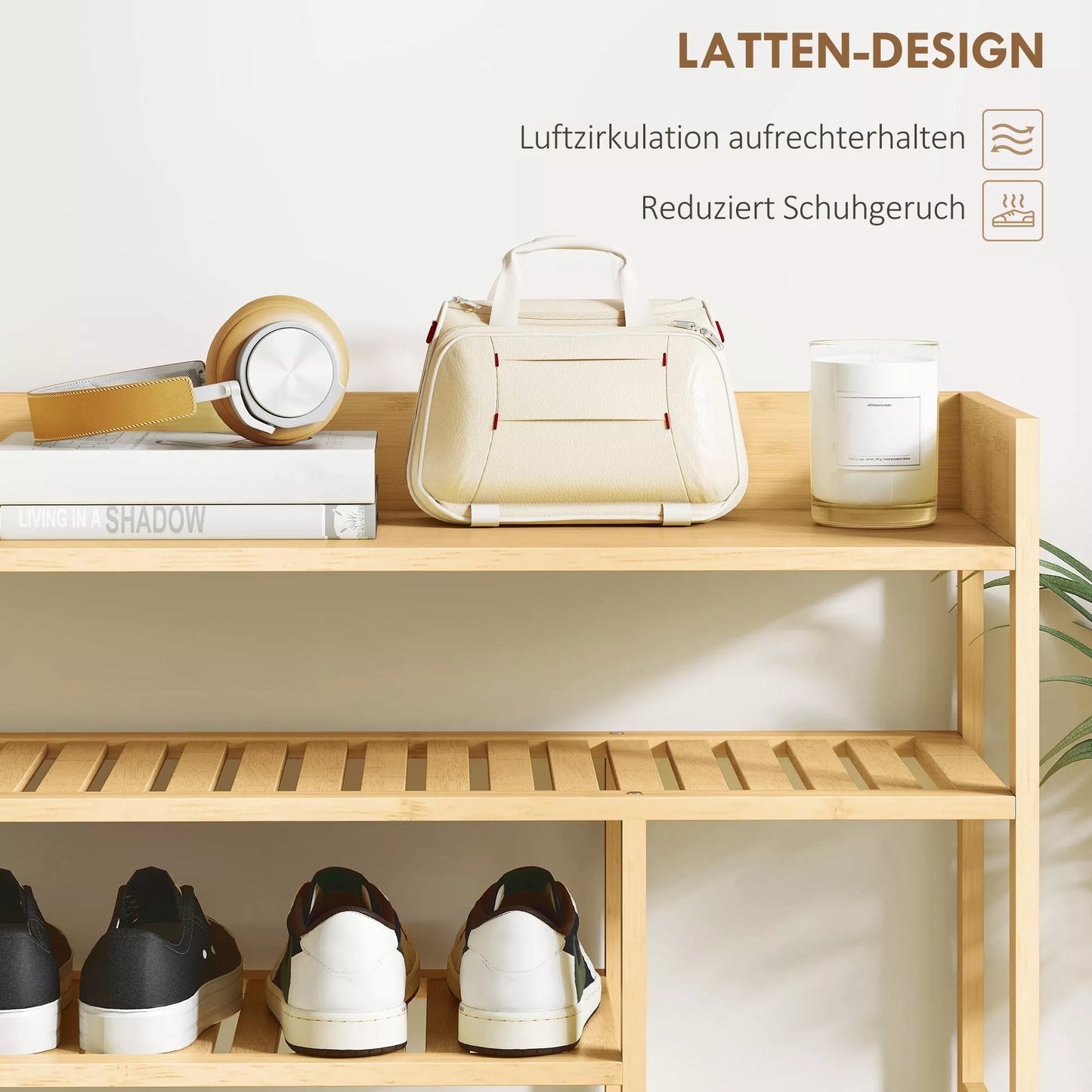 Batų lentyna su 6 pakopomis, bambukinis stalčius, talpa max. 18 porų batų, batų laikiklis prieškambariui, miegamajam, 101 x 30 x 100 cm, natūralus