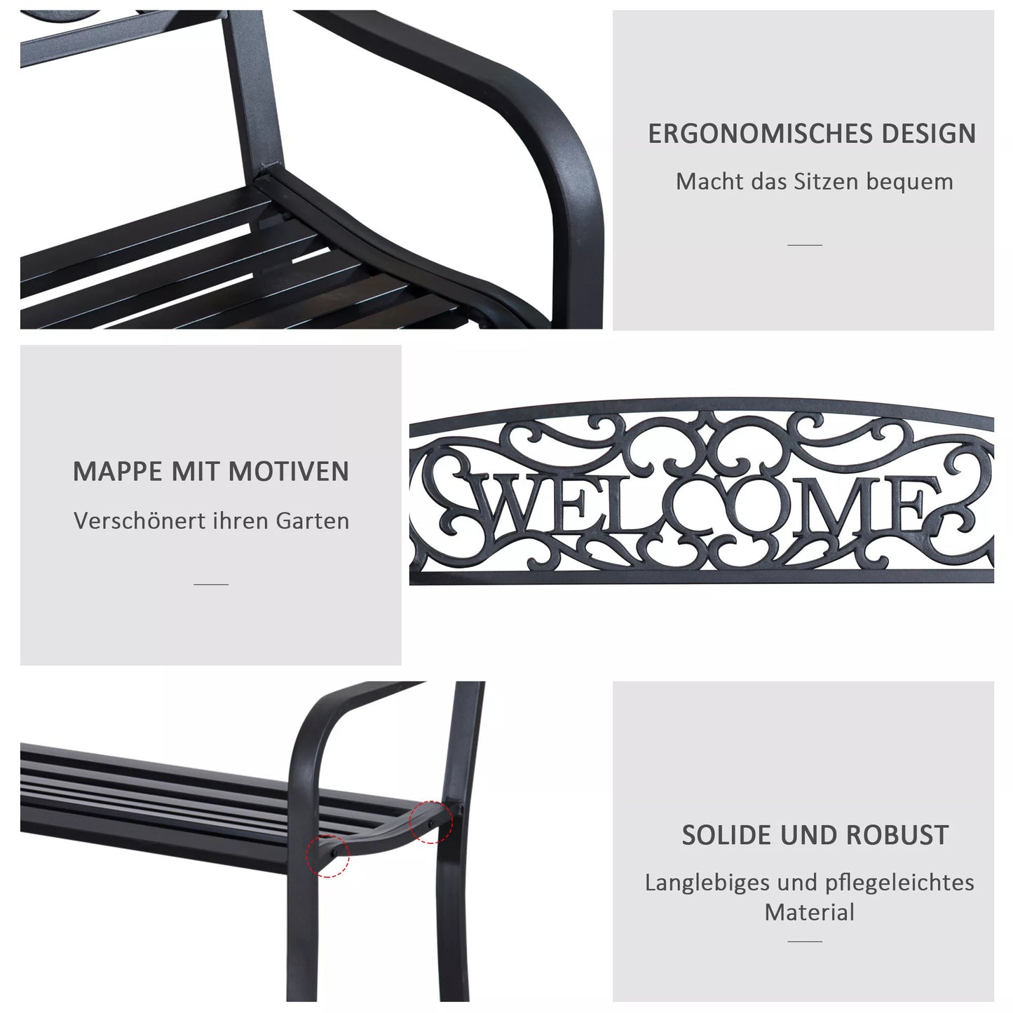 Sodo suolas 2 vietų suolas Suolas Parko suolas Metaliniai sodo baldai