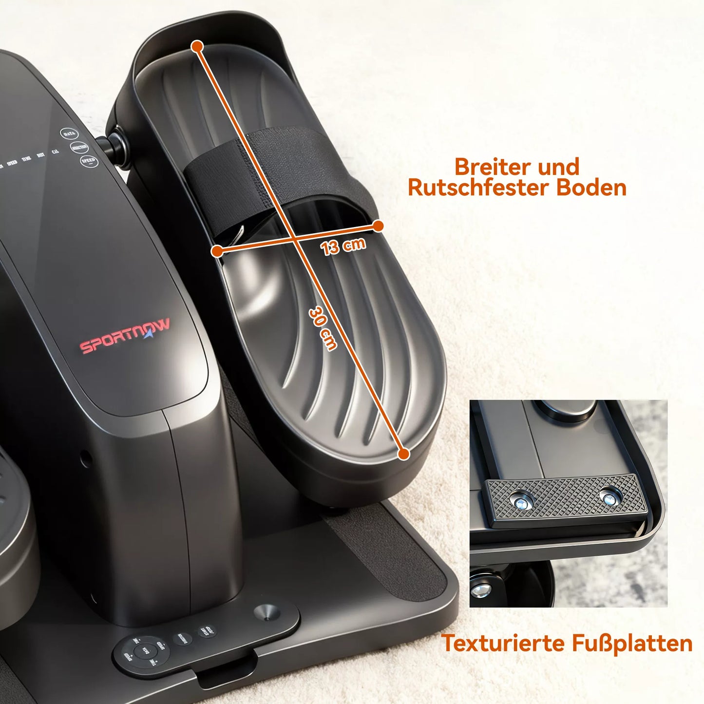 Mini pedalų treniruoklis, 12 greičių, LED ekranas, nuotolinio valdymo pultelis, neslystantis, nešiojamas, Metalas, Plastikas, Juodas