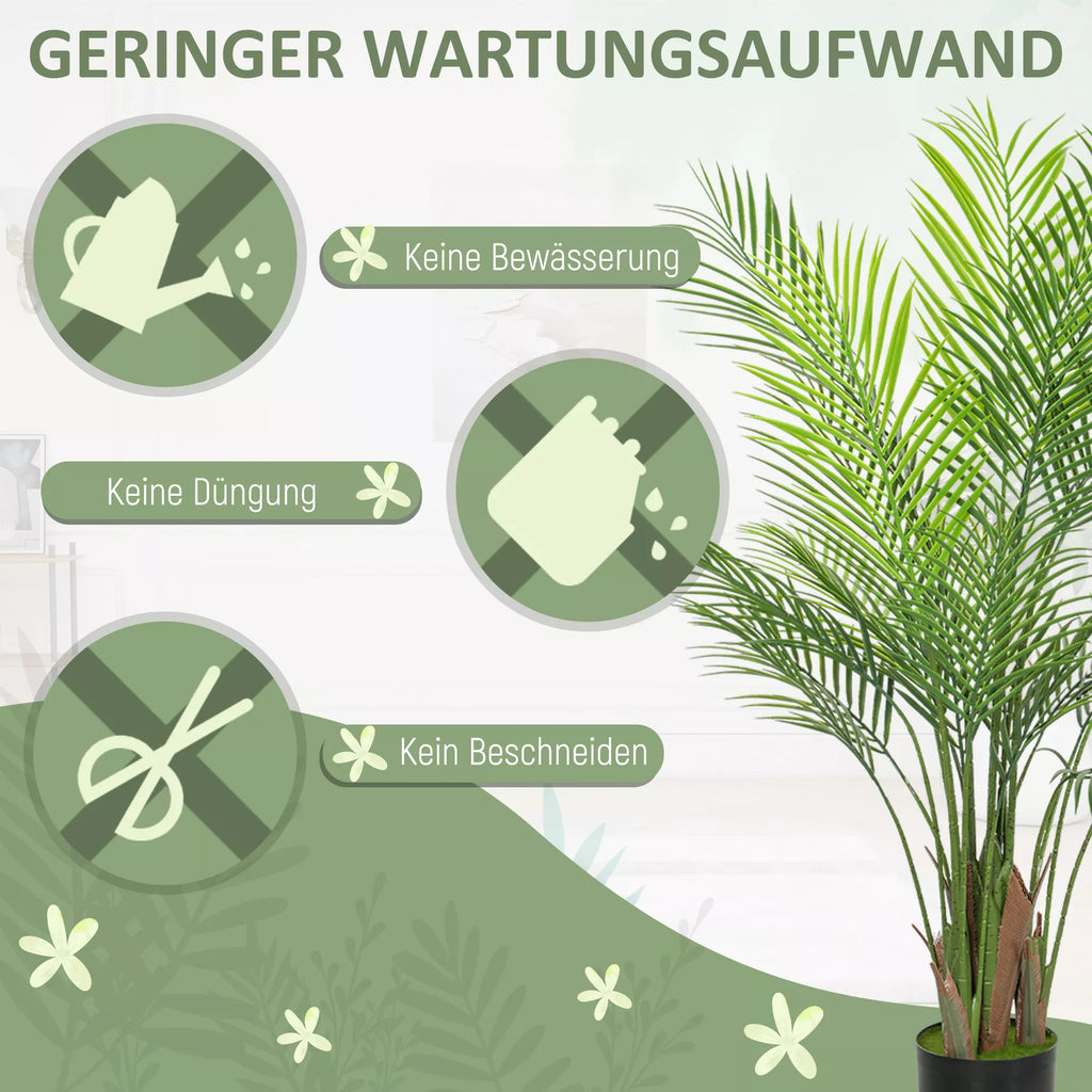 Dirbtinė palmė Areca 120 cm su vazonu, žalia