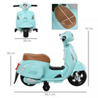 Elektromotociklo matmenų schema: ilgis 66,5 cm, aukštis 52 cm