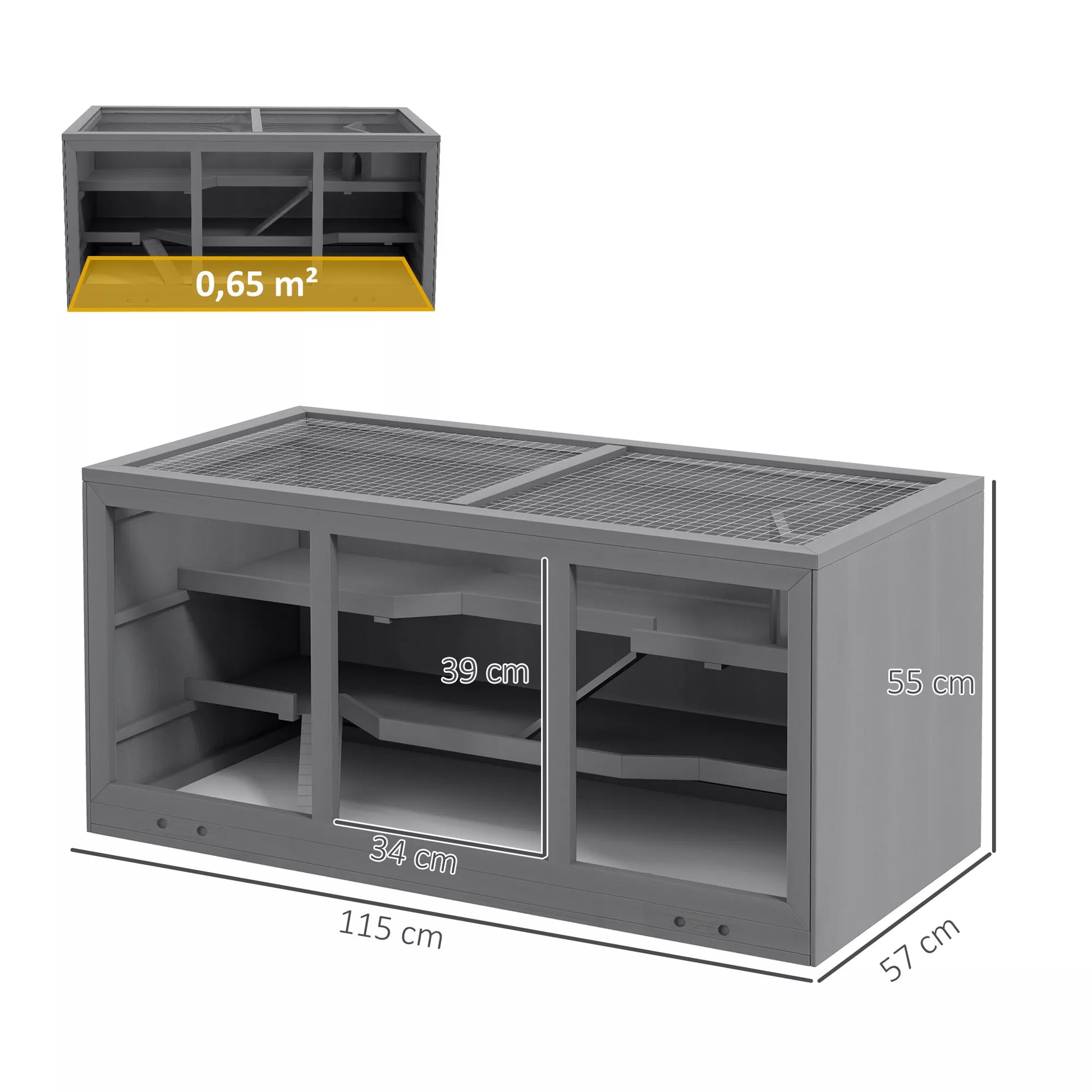 Nykštukinių žiurkių narvas, graužikų narvas, mažų gyvūnų dėžė, užrakinama, medinė, lengvai prižiūrima, pilka