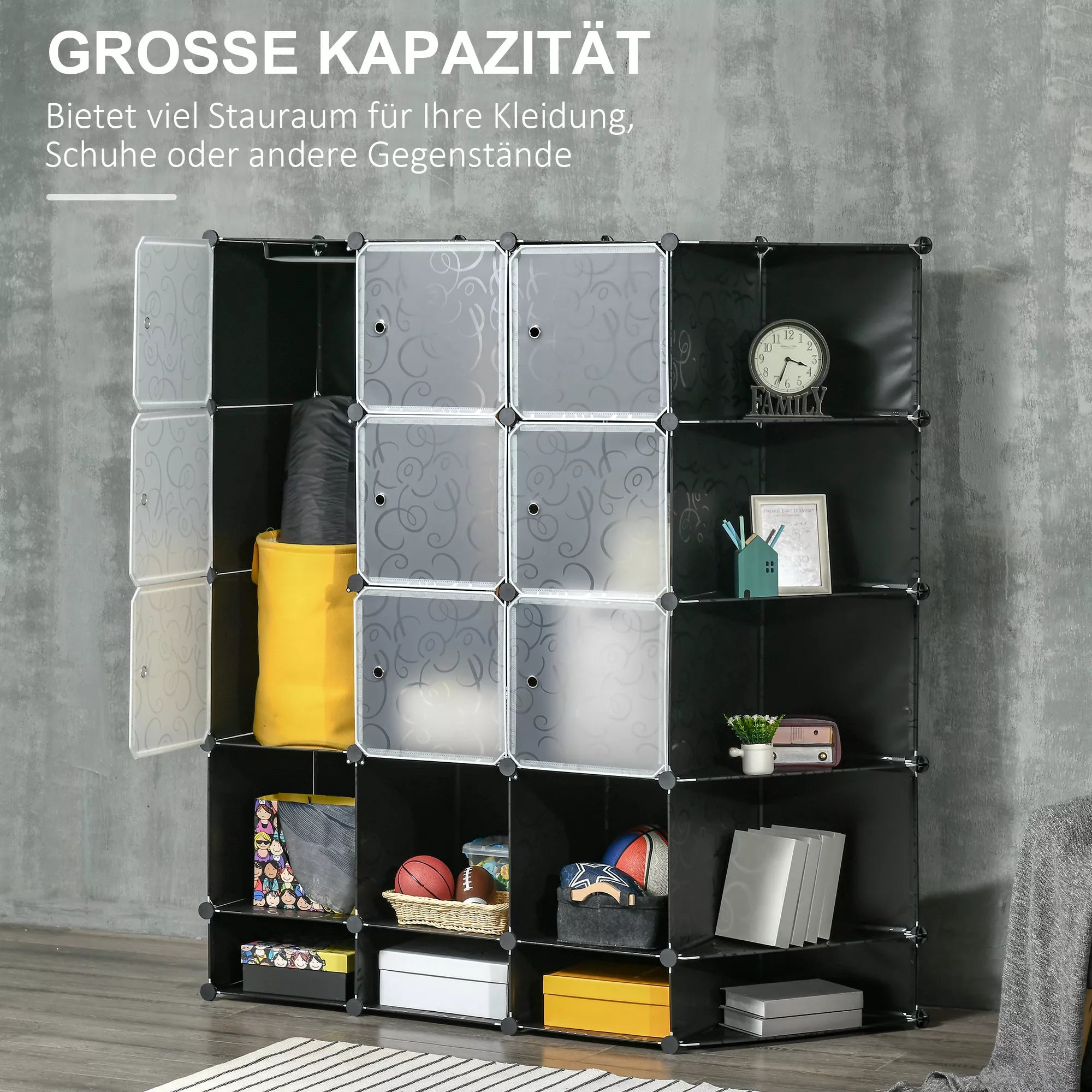 Modulinis drabužių spinta, 16 skyrių, plastikas, plienas