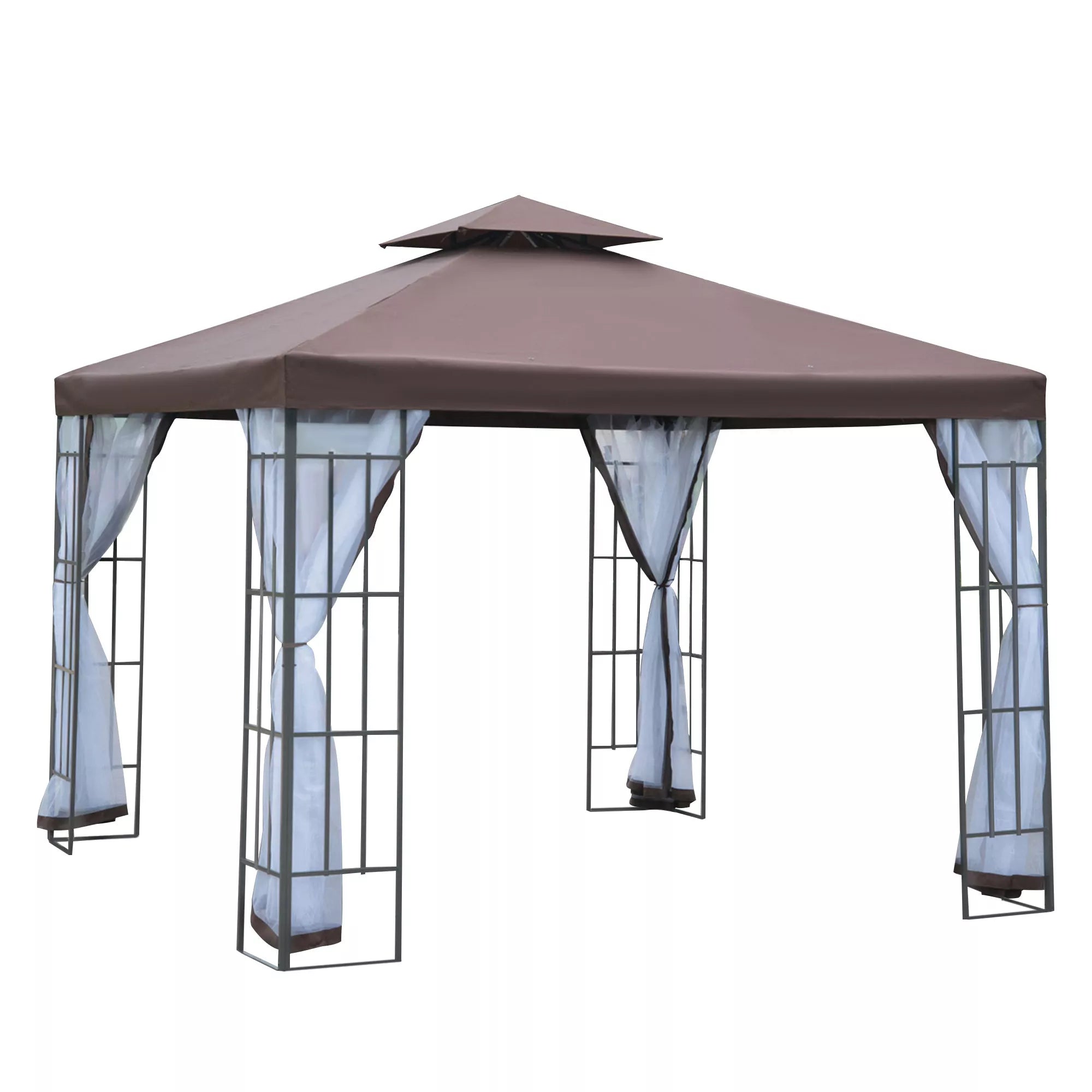 Pavilion Sodo paviljonas su moskitų tinklais šoninėmis sienomis, šventinis palapinė su dvigubu stogu, sodo palapinė Šventinė palapinė 2,97x2,97m