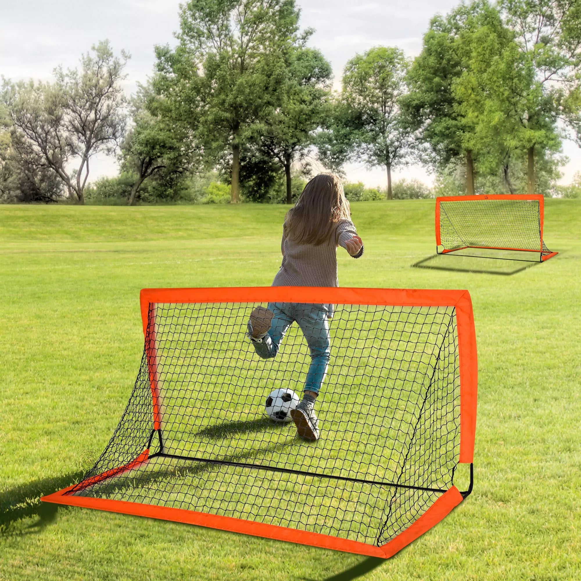 Futbolo vartai, 183x90x90 cm, 2 vnt., oranžiniai