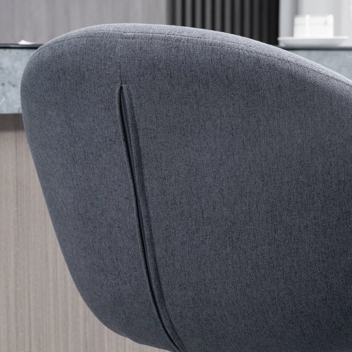 HOMCOM Baro kėdė, reguliuojamo aukščio, su atlošu ir atrama kojoms; lininiu paviršiumi, 54 cm x 54 cm x 112 cm, Pilka