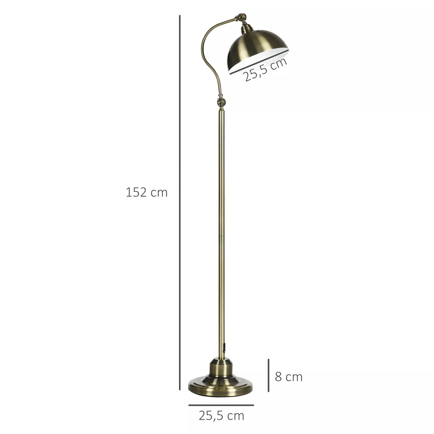 Grindinė lempa vintažinio dizaino, reguliuojamu kampu, žalvario išvaizdos, 42 cm x 25,5 cm x 152 cm, bronzos spalvos