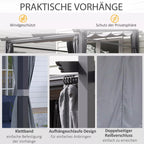 Pergola, įskaitant tvirtinimo medžiagas, ištraukiamas stogas, 2,97 m x 2,95 m x 2,3 m, tamsiai pilka