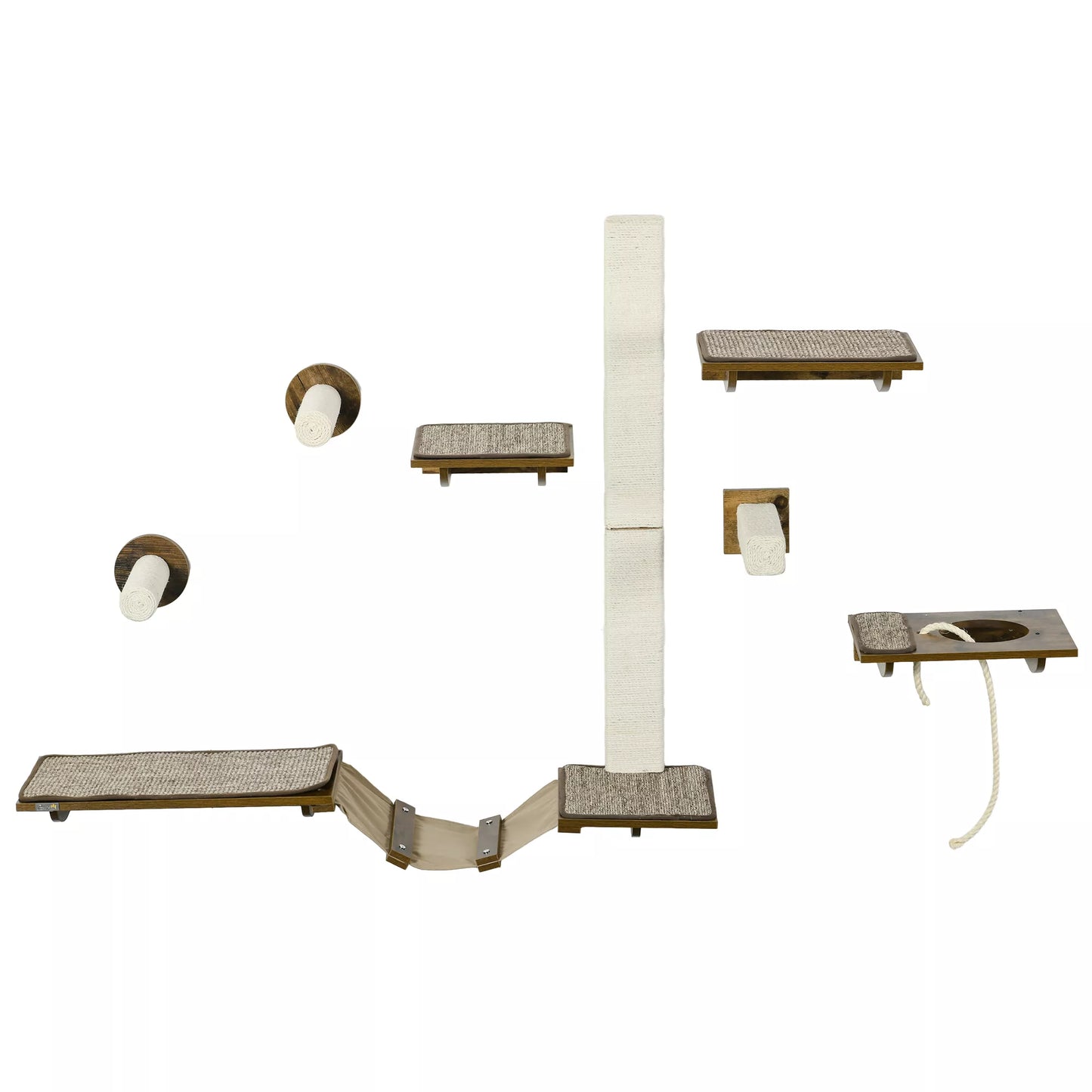 Kačių laiptų rinkinys, laipiojimo siena, 8 dalių, iki 8 kg, tvirtas, rudos/kreminės spalvos