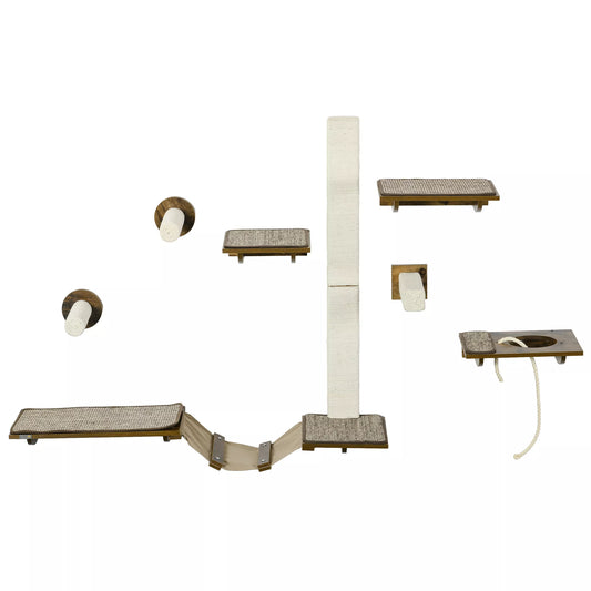 Kačių laipiojimo rinkinys, laipiojimo siena, 8 dalių, iki 8 kg, tvirtas, ruda/kreminė balta