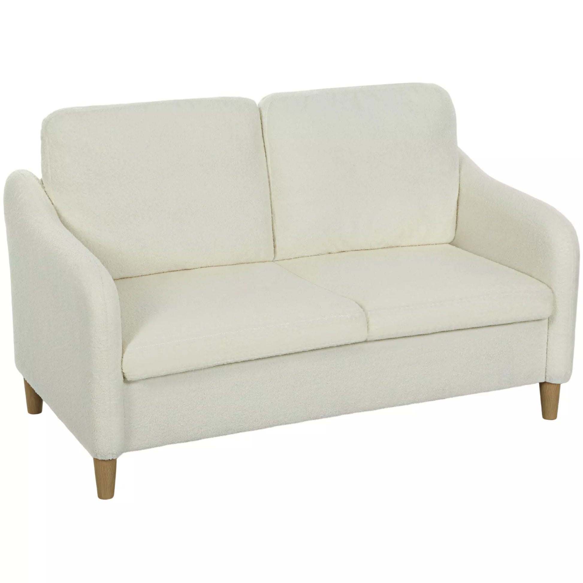 2 vietų sofa, maža sofa su šerpa vilnos išvaizda, 137 cm, skirta svetainei, kreminė balta