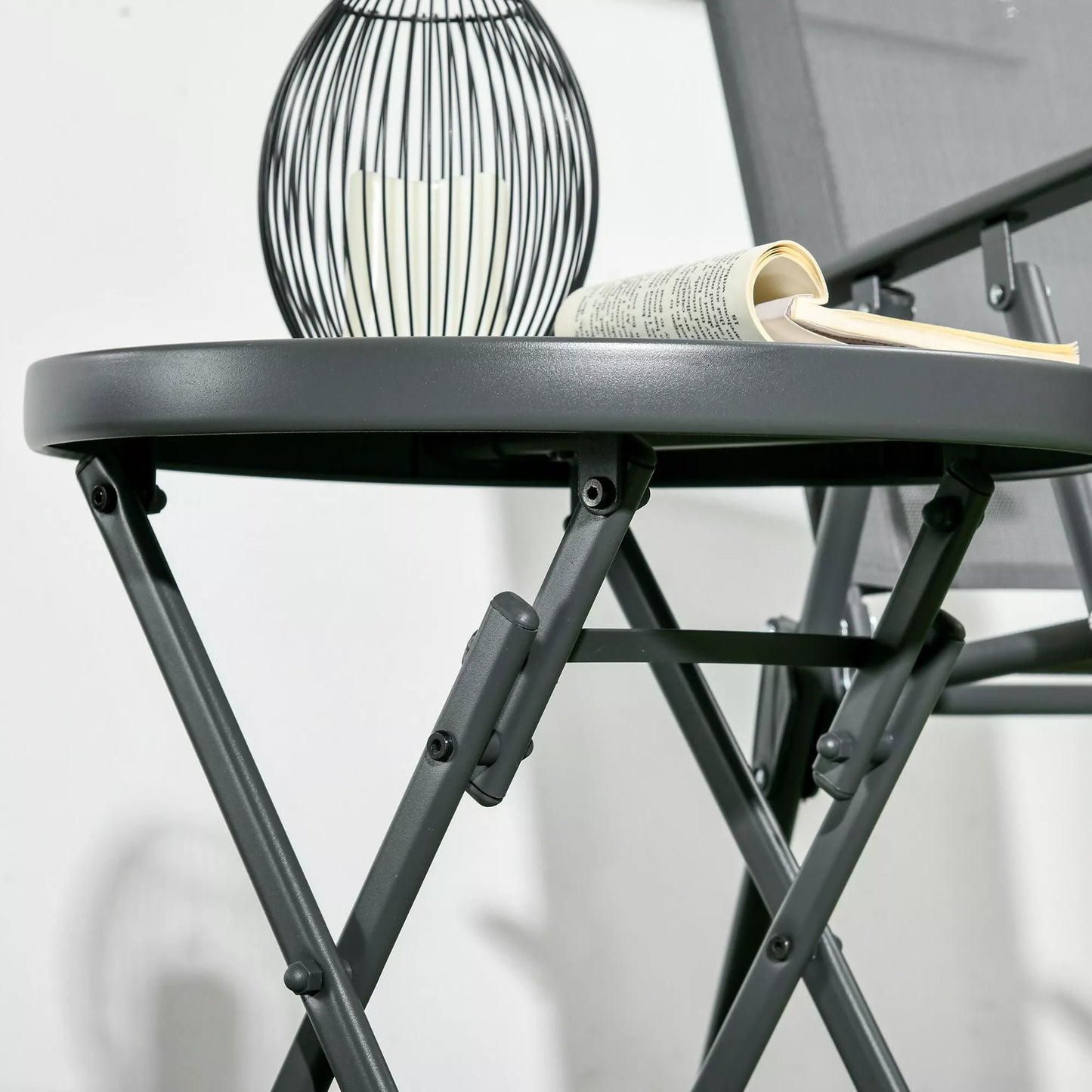 Sodo stalas Sulankstomas stalas Sodo sulankstomas stalas, apvalus, atsparus atmosferos poveikiui, sulankstomas,  Ø45 x 50 cm, juodas