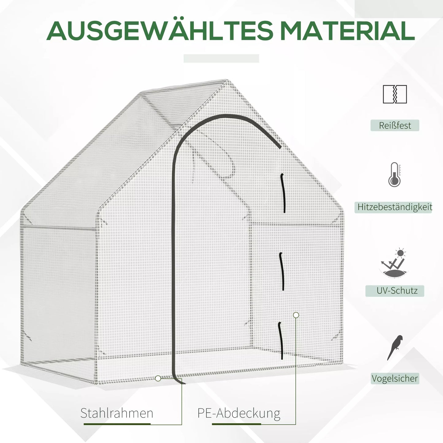 Šiltnamis, įvažiuojama, 1,80 x 1,00 x 1,68 m, Folinis šiltnamis, tvirta danga, Balta