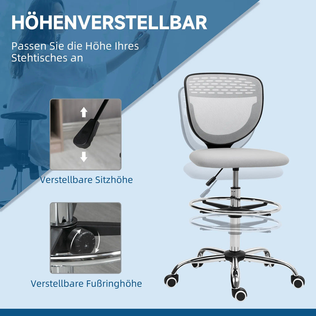 Ergonominis darbo kėdė poliesteris 106-126 cm reguliuojamo aukščio šviesiai pilka
