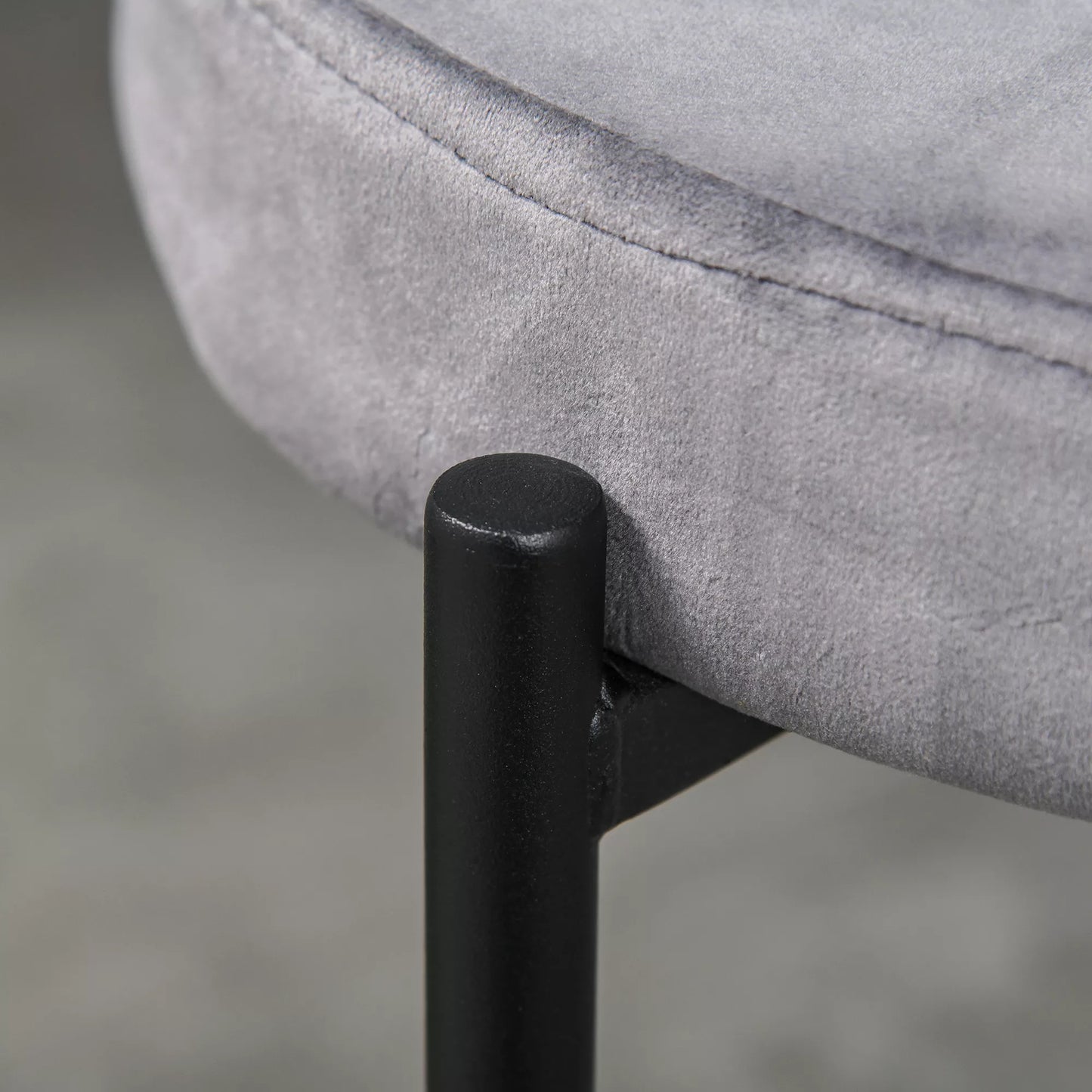 4 vnt. rinkinys Valgomojo taburetės, sukraunamos Virtuvės kėdės su minkšta sėdyne, "velvet" tipo optika, taburetė virtuvei ir valgomajam, metalas, pilka, 41,5 x 41,5 x 46 cm