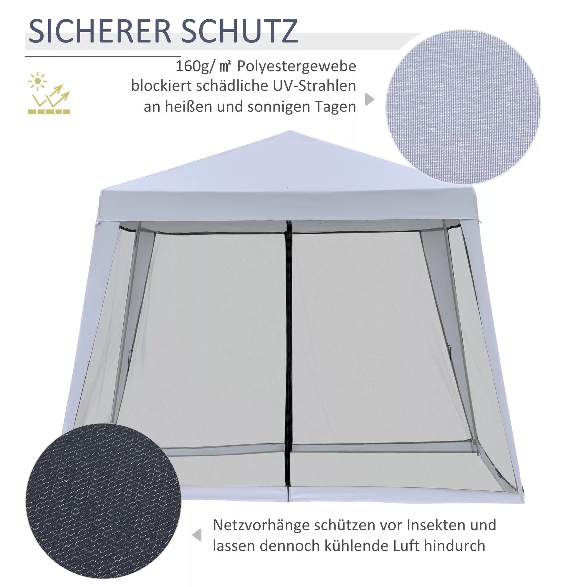 Sodo paviljonas Paviljonas Šventinis palapinė Vėtrinė palapinė su moskitine tinkleliu Metalas + poliesteris Pilka 3 x 3 m