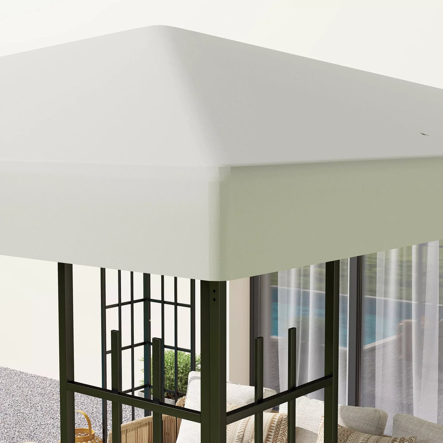 3 x 3 m pakaitinė danga paviljonui, sodo paviljonui, su vandens nutekėjimo angomis, UPF30+, šviesiai pilka