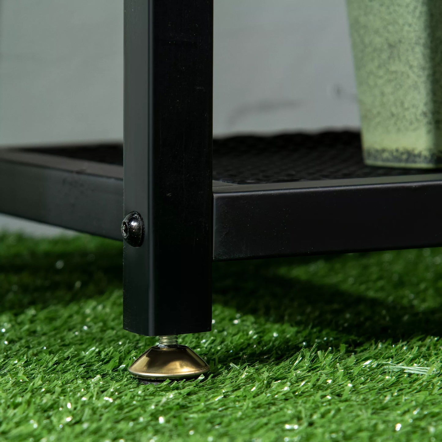 Augalų lentyna su 4 lentynomis, atspari oro sąlygoms, gėlių stovas, 91 cm x 25 cm x 83 cm, juoda