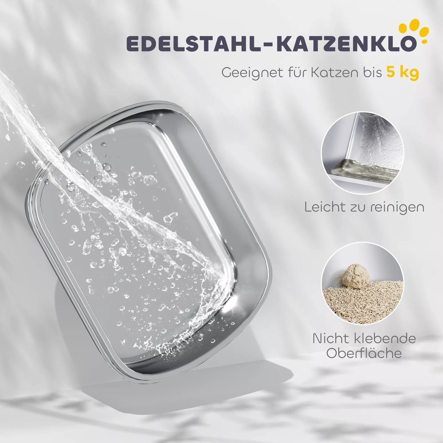 Katės tualetas iš nerūdijančio plieno, uždaras katės tualetas su semtuvu, kvapo maišeliu, įėjimu ir išėjimu