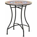 Sodo stalas Ø60 cm, atsparus atmosferos poveikiui metalinis balkono stalas, lauko valgomojo stalas, kempingo stalas, pagalbinis stalas, apvalus terasos stalas sodui, terasai, balkonui, raudonas + mėlynas + baltas