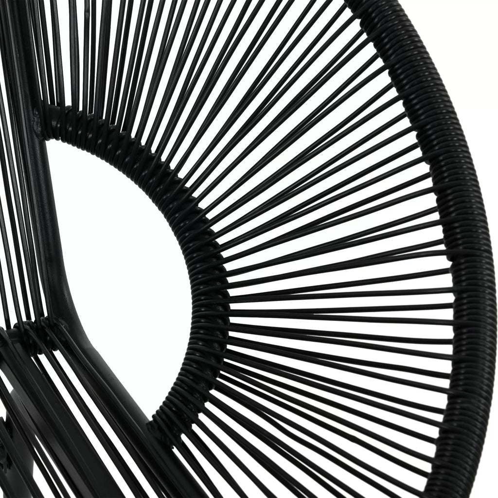 Rattaninis fotelis Boho stiliaus poilsio fotelis, 132 cm x 72 cm x 83 cm, juodas