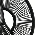 Rattaninis fotelis Boho stiliaus poilsio fotelis, 132 cm x 72 cm x 83 cm, juodas