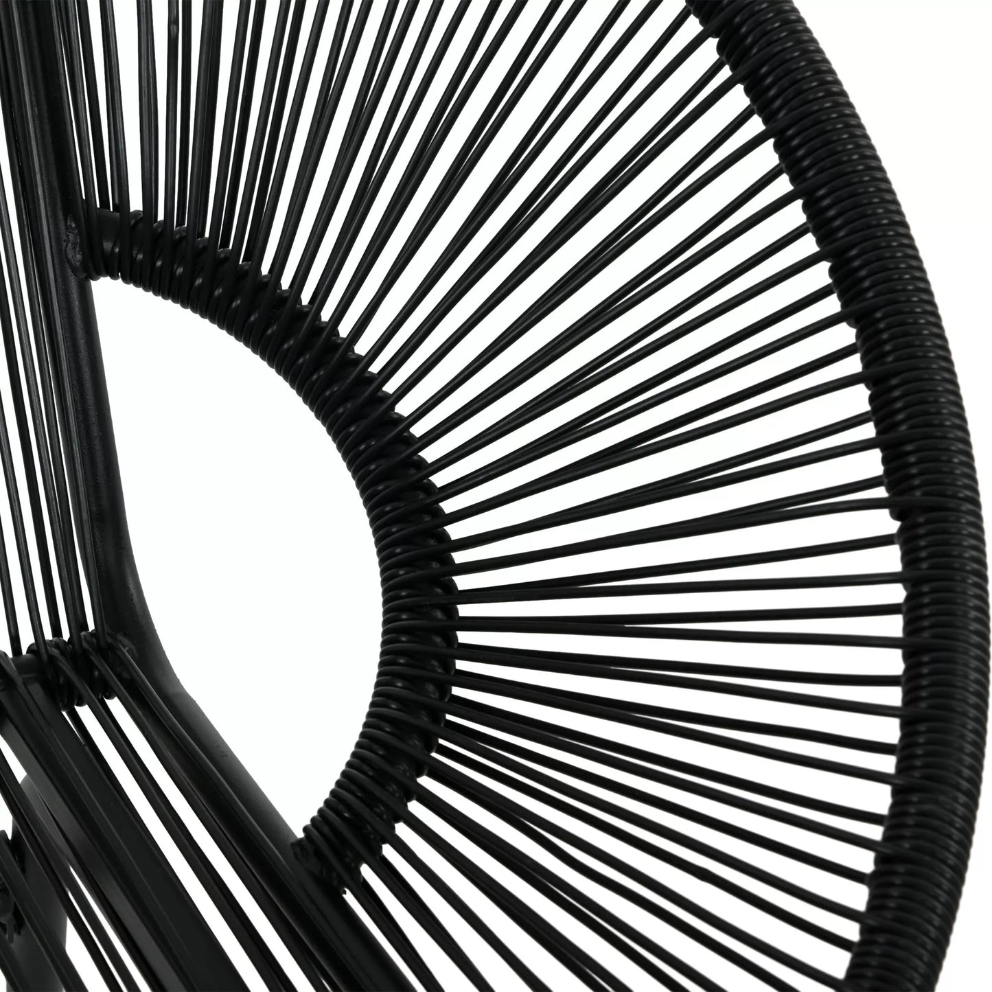 Rattaninis fotelis Boho stiliaus poilsio fotelis, 132 cm x 72 cm x 83 cm, juodas